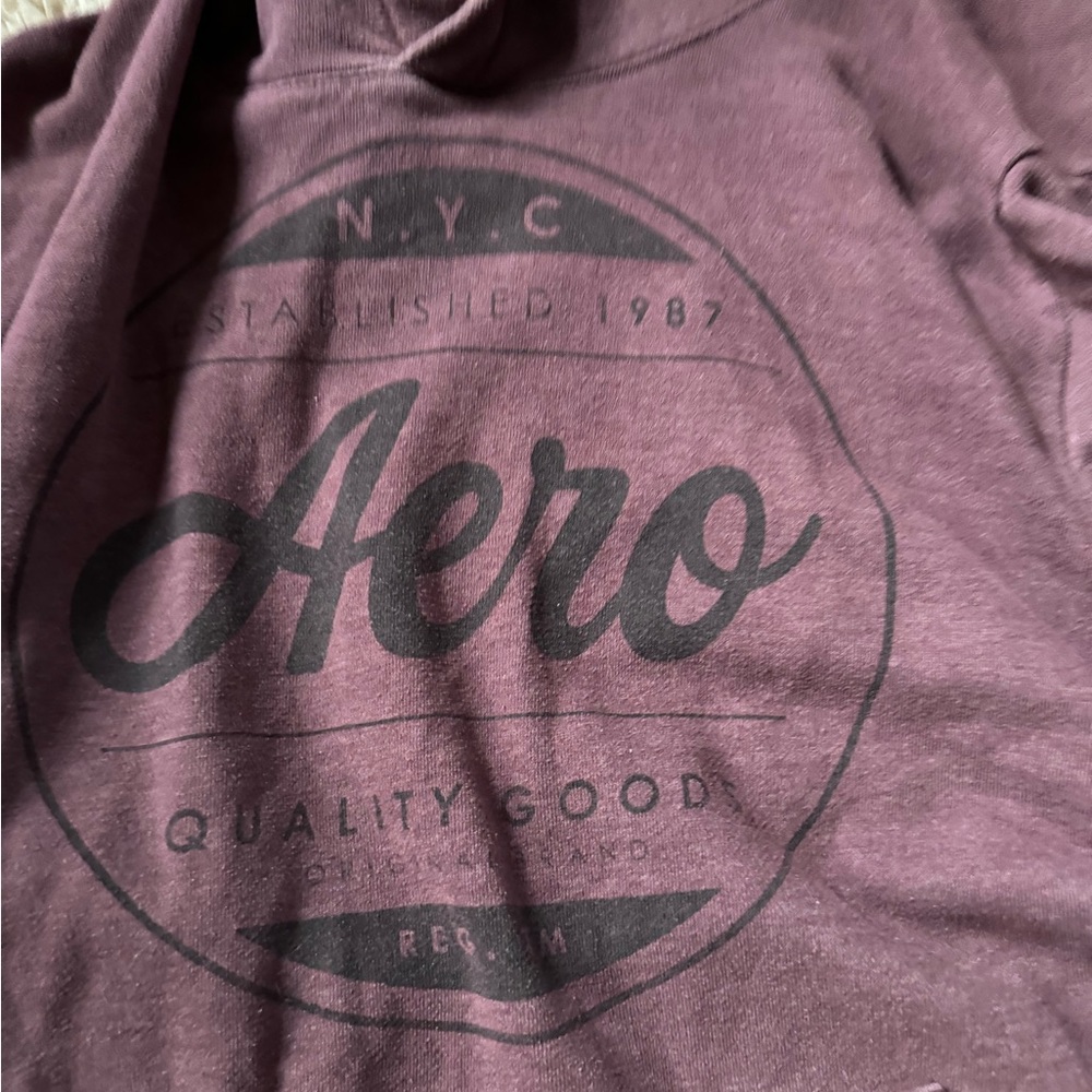 Aeropostale aero maroon burgundy oversized street baggie, unisex hoodie. - Picture 3 of 4